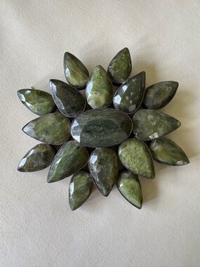 Heidi Abra Faceted Green Jade Sterling Silver Statement Brooch